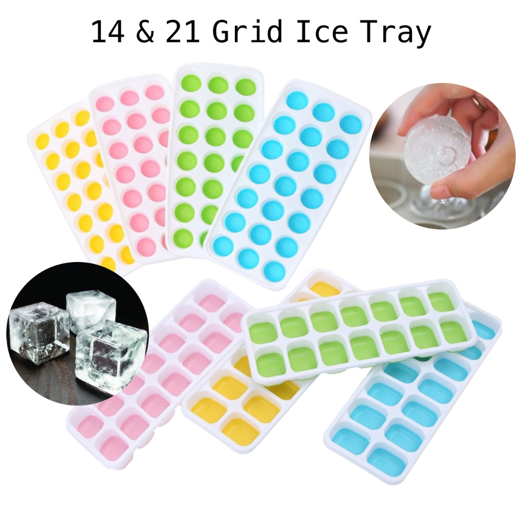 14 & 21 Grid Ice Cube Tray with Lid Cover / Silicone Ice Cube Tray / Ice Maker / Baby Food Storage / Ice Cream Maker