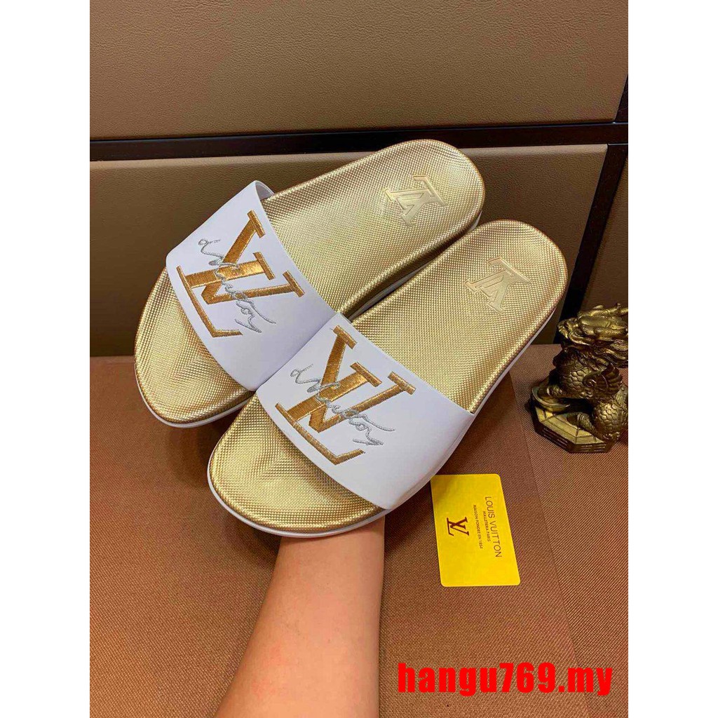 louis vuitton gold sandals