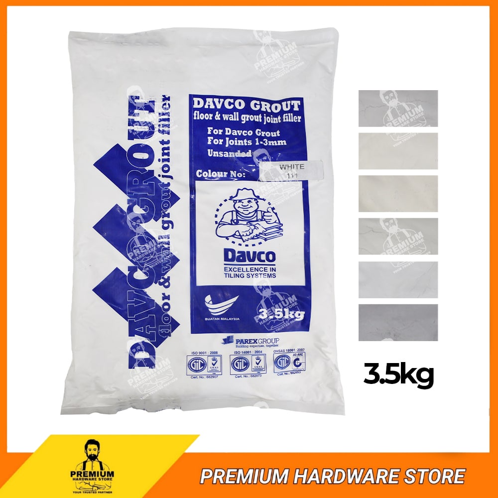DAVCO Grout Floor & Wall Grout Joint Filler 3.5KG Colour Tile Grout