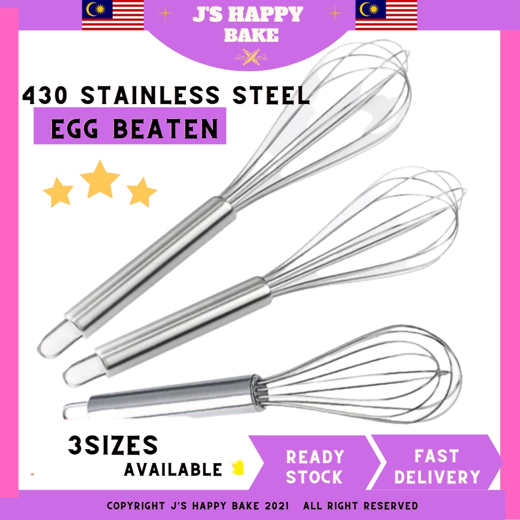 (Ready Stock) 430 stainless steel hand-beaten egg stick stir thickened stirrer beat cream hand-held home baking tool