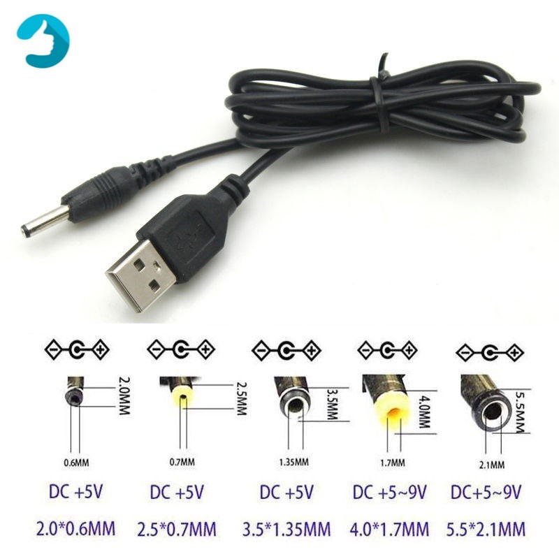 USB Port to 2.5 3.5 4.0 5.5mm 5V DC Barrel Jack Power Cable Cord ConnectorRSDE 