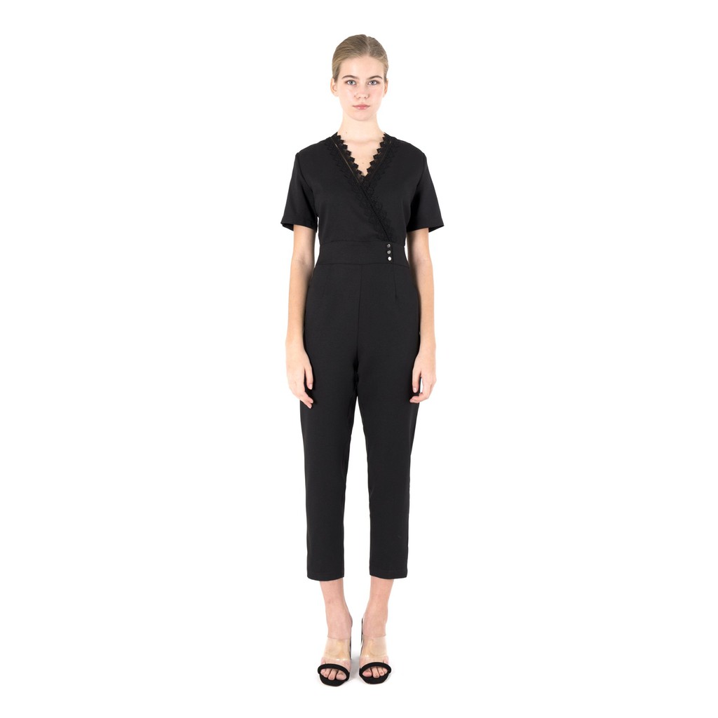 d.d collective Lace-Trim Jumpsuit (Black) | Shopee Malaysia