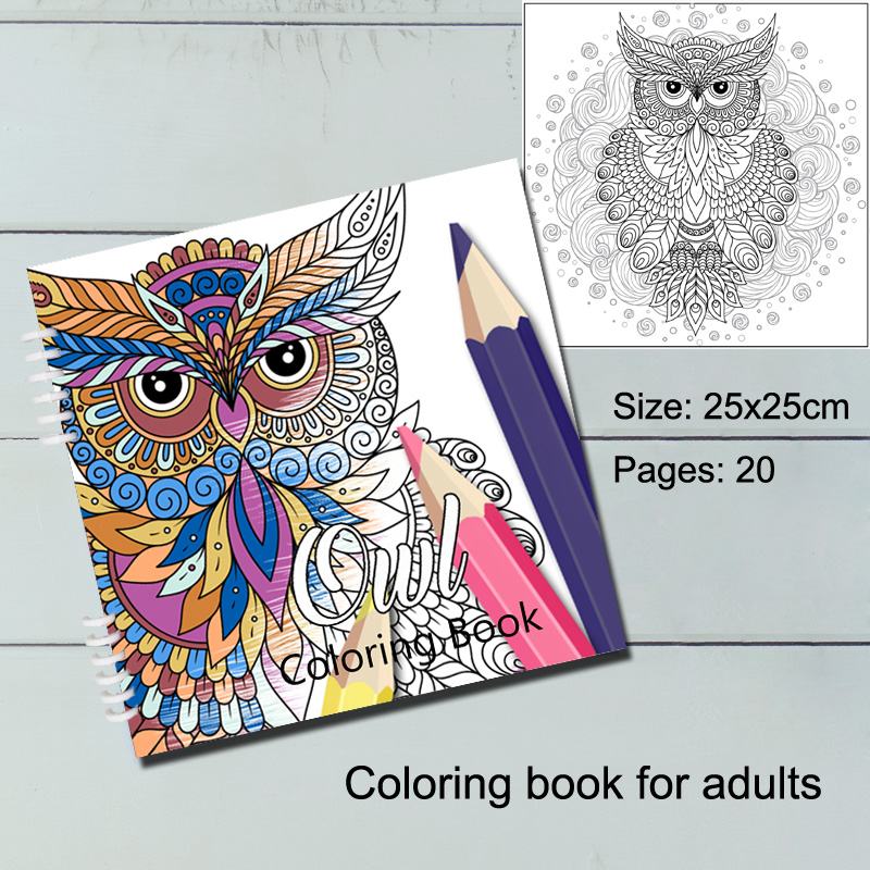 Adult coloring book with owl design 20 pages | Shopee Malaysia