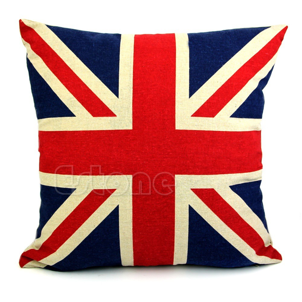 Home Decorative 16 Uk Flag Union Jack Linen Cushion Cover Square
