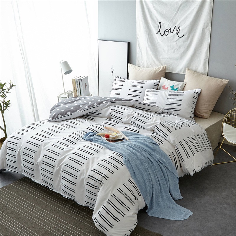 Leadtimes Stripe 4 In 1 High Quality Ikea Style Bedding Set For