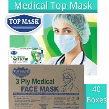 [READY STOCK]TOP MASK 3 Ply LEVEL 2 MEDICAL FACE MASK 口罩 BFE>99% (40 ...