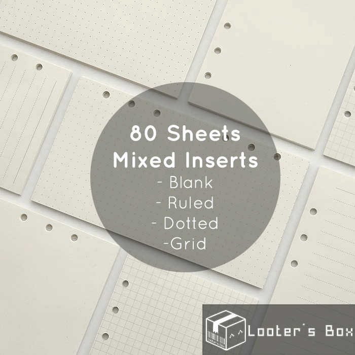 80 Sheets A5 Ring Binder Notebook Mixed Loose Leaf Inserts (2171