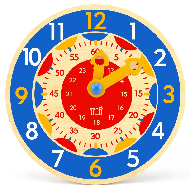 Children Montessori Wooden Clock Toys Hour Minute Second Cognition