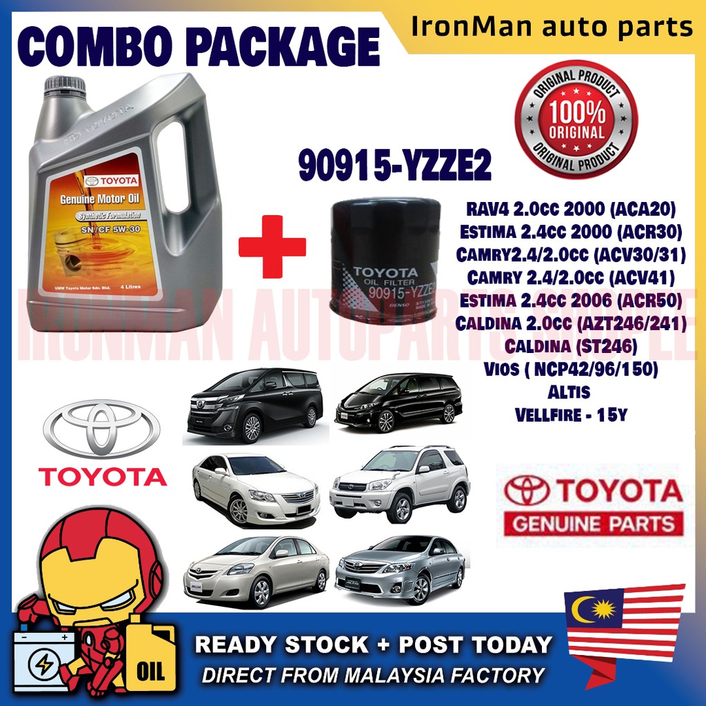 Original Toyota 5w30 Sn Cf Semi Synthetic Engine Oil 4l Vios Camry Altis 5w 30 Minyak Hitam Combo Oil Filter Shopee Malaysia