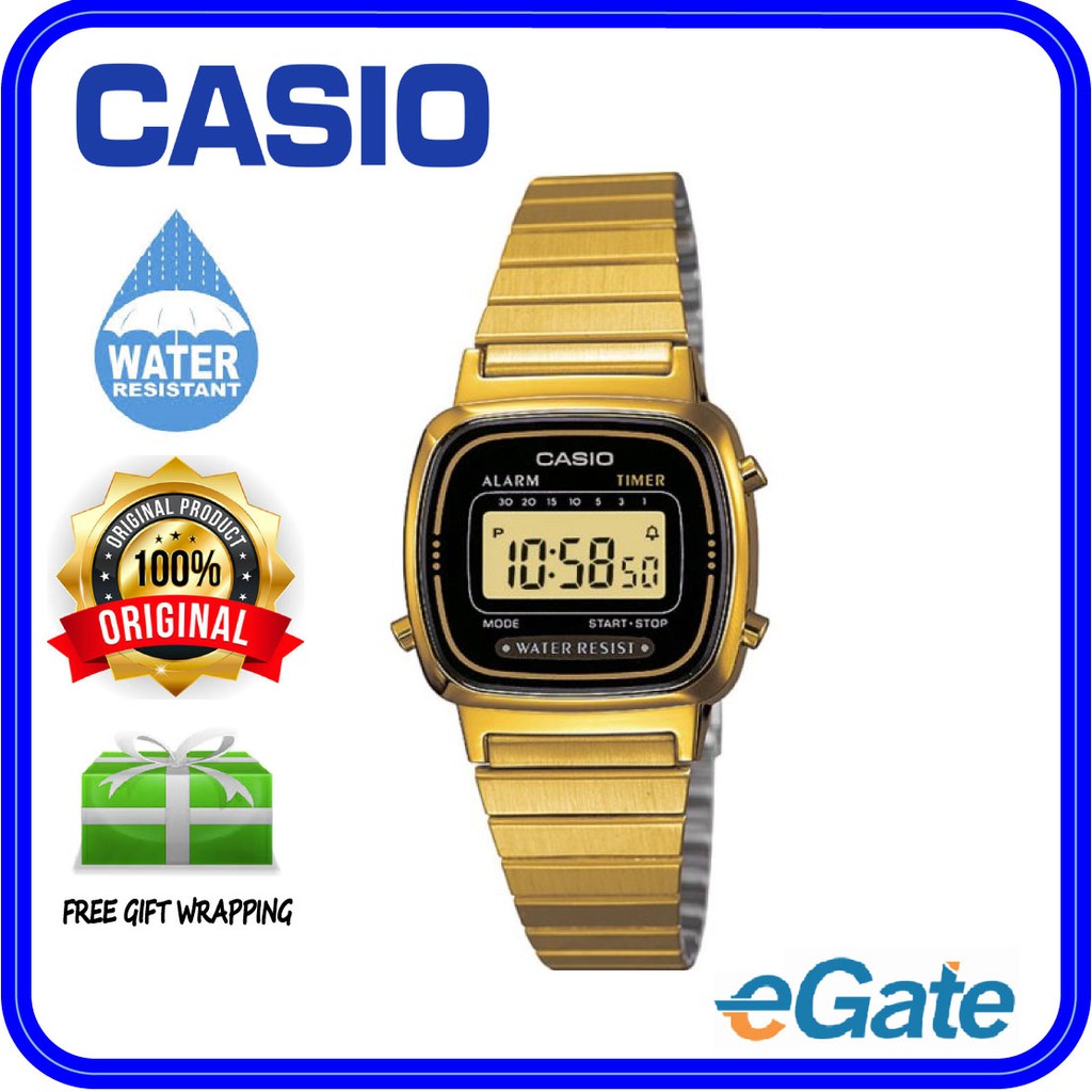 Casio VINTAGE LA670WGA1DF Women Digital Gold Stainless Steel Strap Original Casual Watch