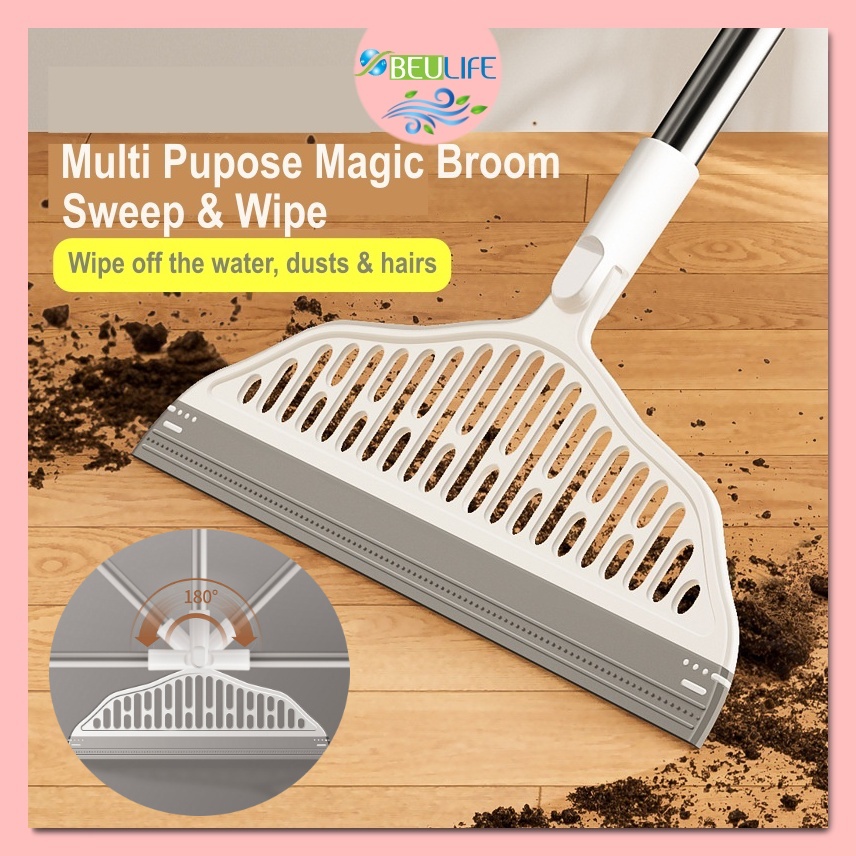 BEULIFE Magic Silicon Rotatable Wiper Broom Sweeper Wet & Dry Floor Sweeping Penyapu Lantai Magic