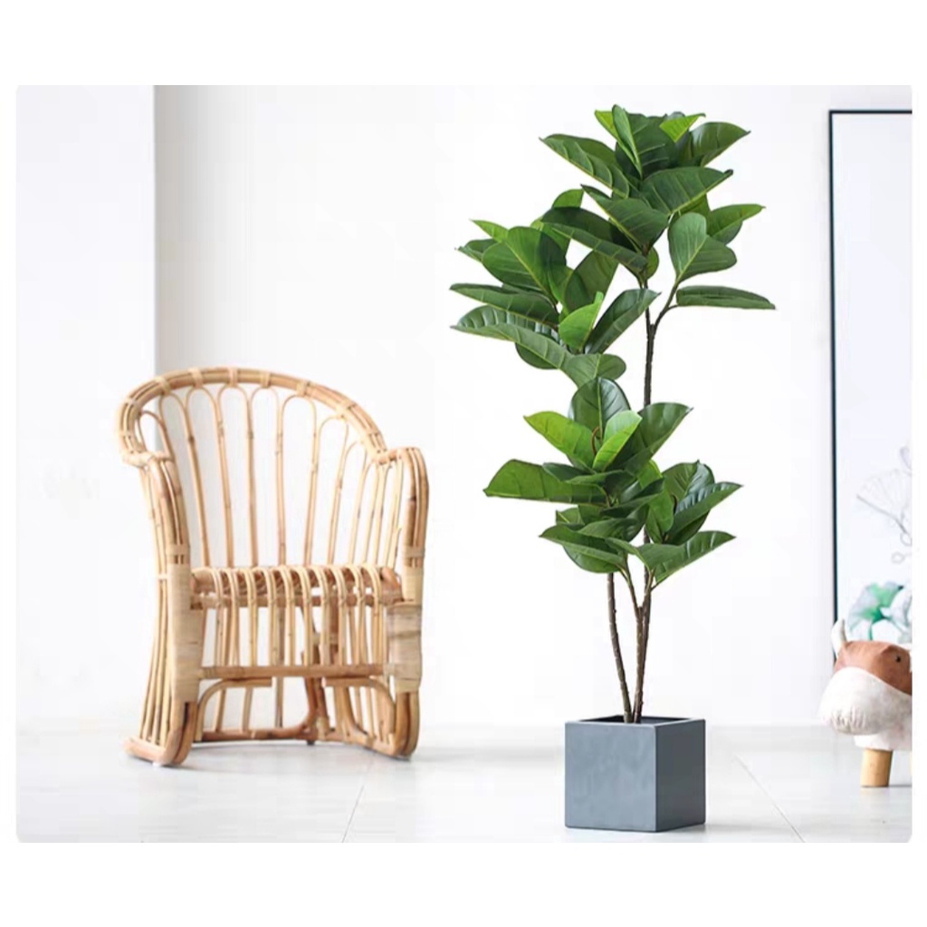 Nordic Artificial Plant Bonsai Ficus Elastica Green Rubber Fig Living