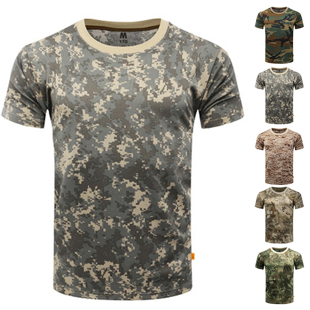 Army Men T-Shirt Polyester Round Neck Camouflage Tops Tee Blouse ...