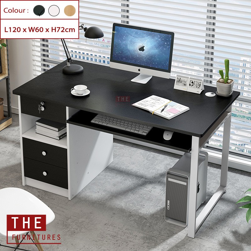 The L120cm Home Office Table Computer Desk With Keyboard Tray