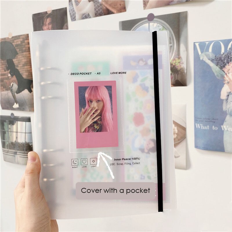 Korean A5 Binder Cover Photo Album Cards Organizer Notebook Cover Stickers Photocard Collection Book