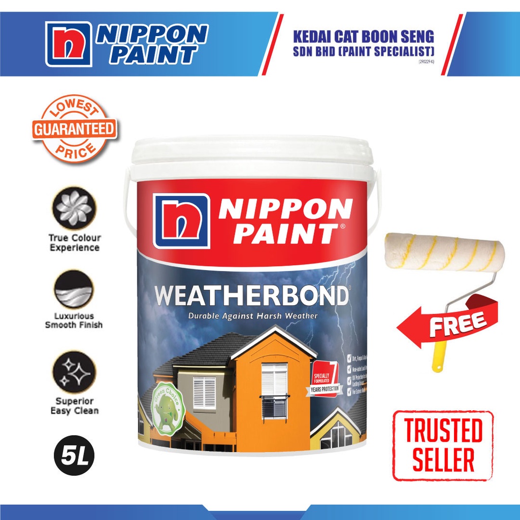 Nippon Weatherbond 18L White Exterior Outdoor Water Based Wall Paint ...