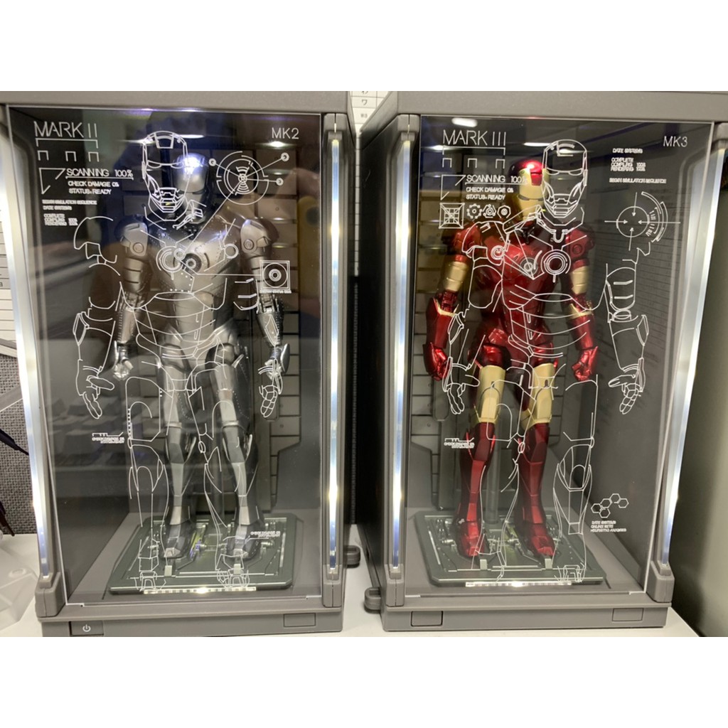 ZD Toys Iron Man Hall of Armor Acrylic Display Holographic ( Mark 1 , 2