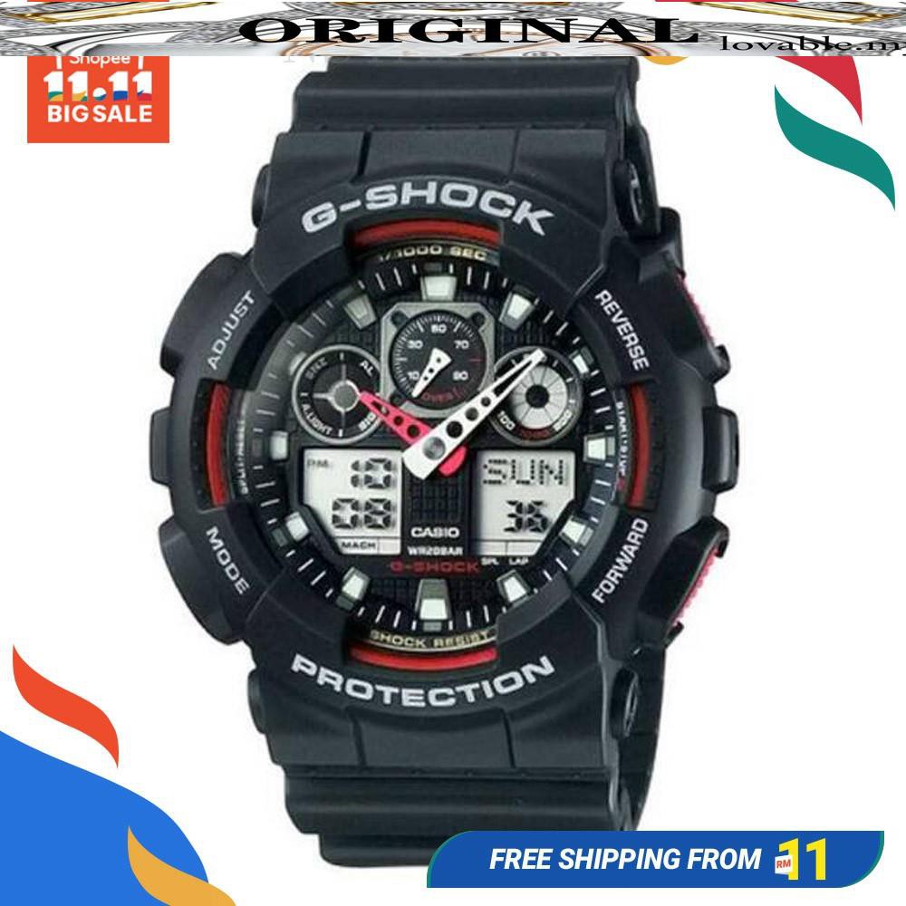 g shock ga 100 black red