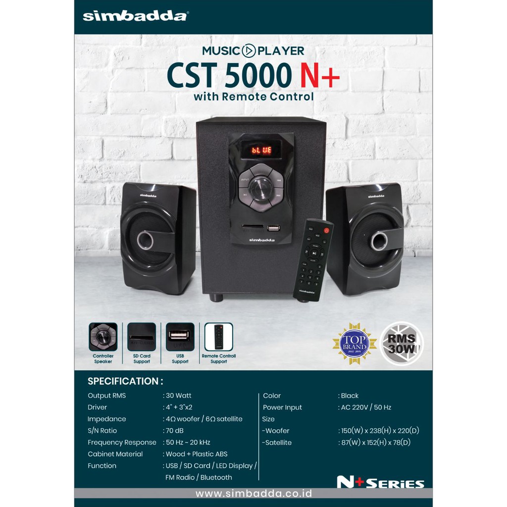 Download Simbadda Cst 5000 5000n 5000n Remote Bluetooth Usb Aux Fm Radio Official Shopee Malaysia