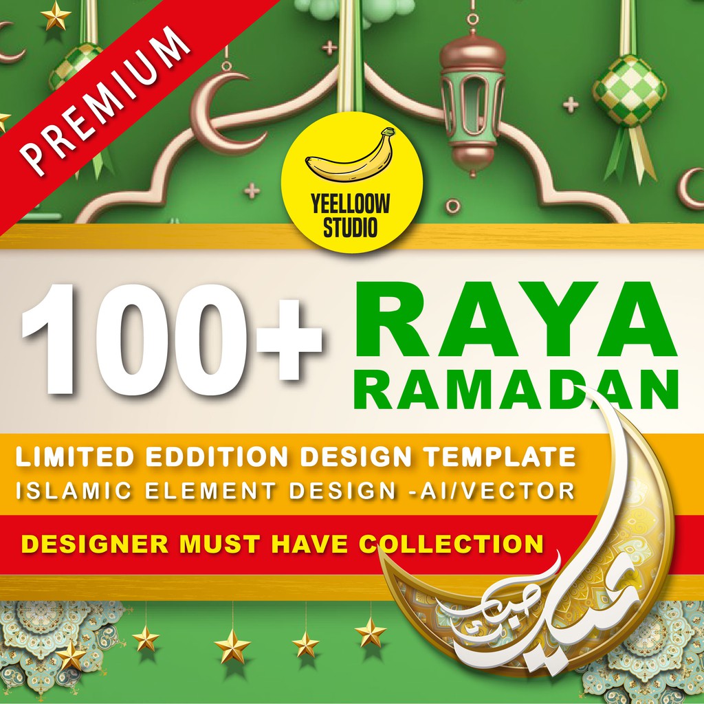 100 Hari Raya/ Ramadan Social Media DESIGNER LIMITED EDITION COLLECTION design template - AI/VECTOR