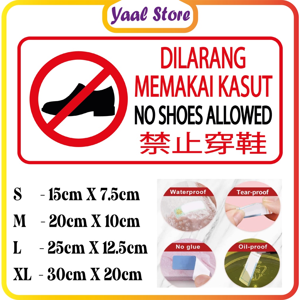 No Shoes Allowed Sign Sticker PVC Sticker Wall,Window(WATERPROOF