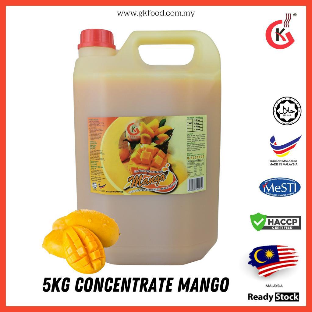 G&K 1:8 Concentrate Mango Juice 5kg(4L) | Jus Mangga Pekat Halal | air balang,ice blended,smoothie | 8倍浓缩芒果汁 | 沙冰，奶昔