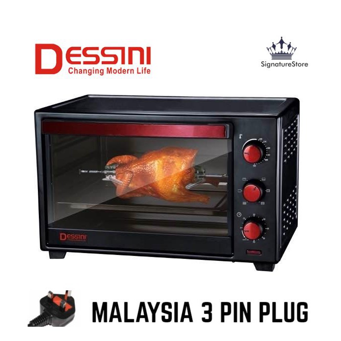 DESSINI 25L Electric Oven Toaster Baking Pizza with Rotisserie Rotating Roasted Chicken Tools Tray 25 Litres