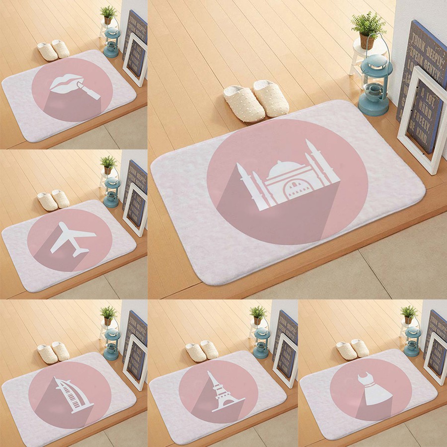 Pink Trend Non Slip Floor Mat Kitchen Door Floor Bathroom Toilet Mat Bath Rug Shopee Malaysia