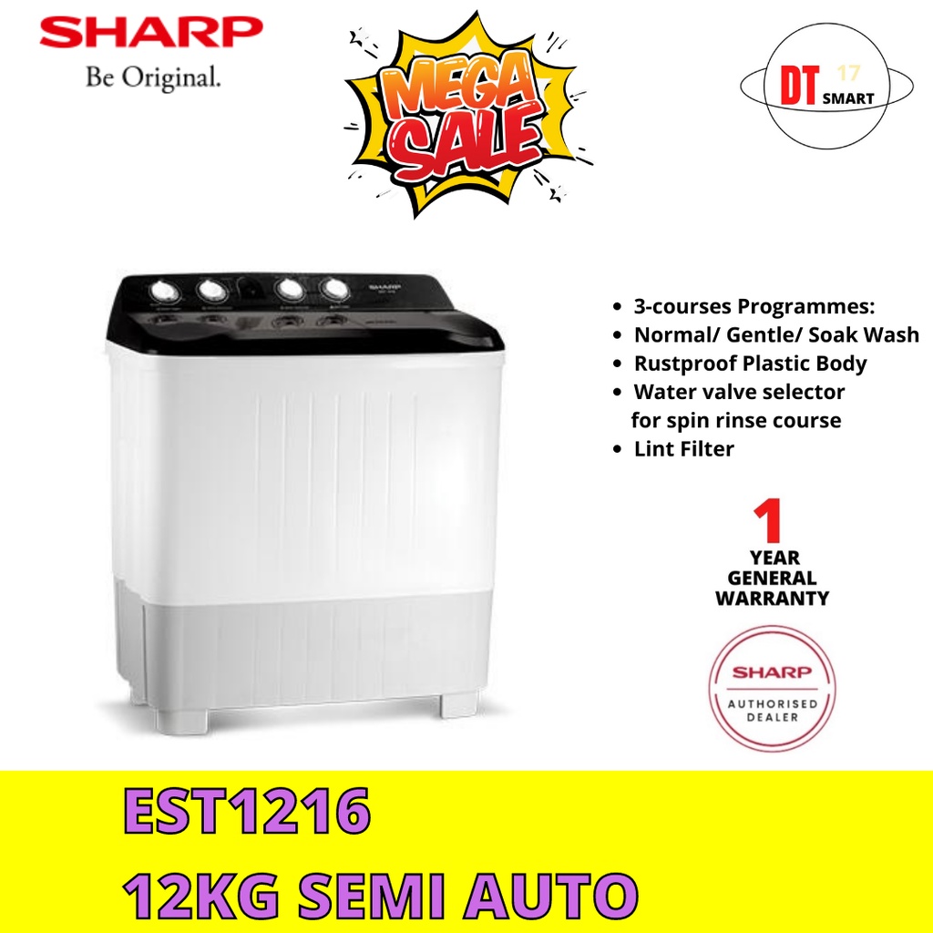 (DELIVERY KL AND SELANGOR) Sharp 12kg Semi Auto Washing Machine EST1216
