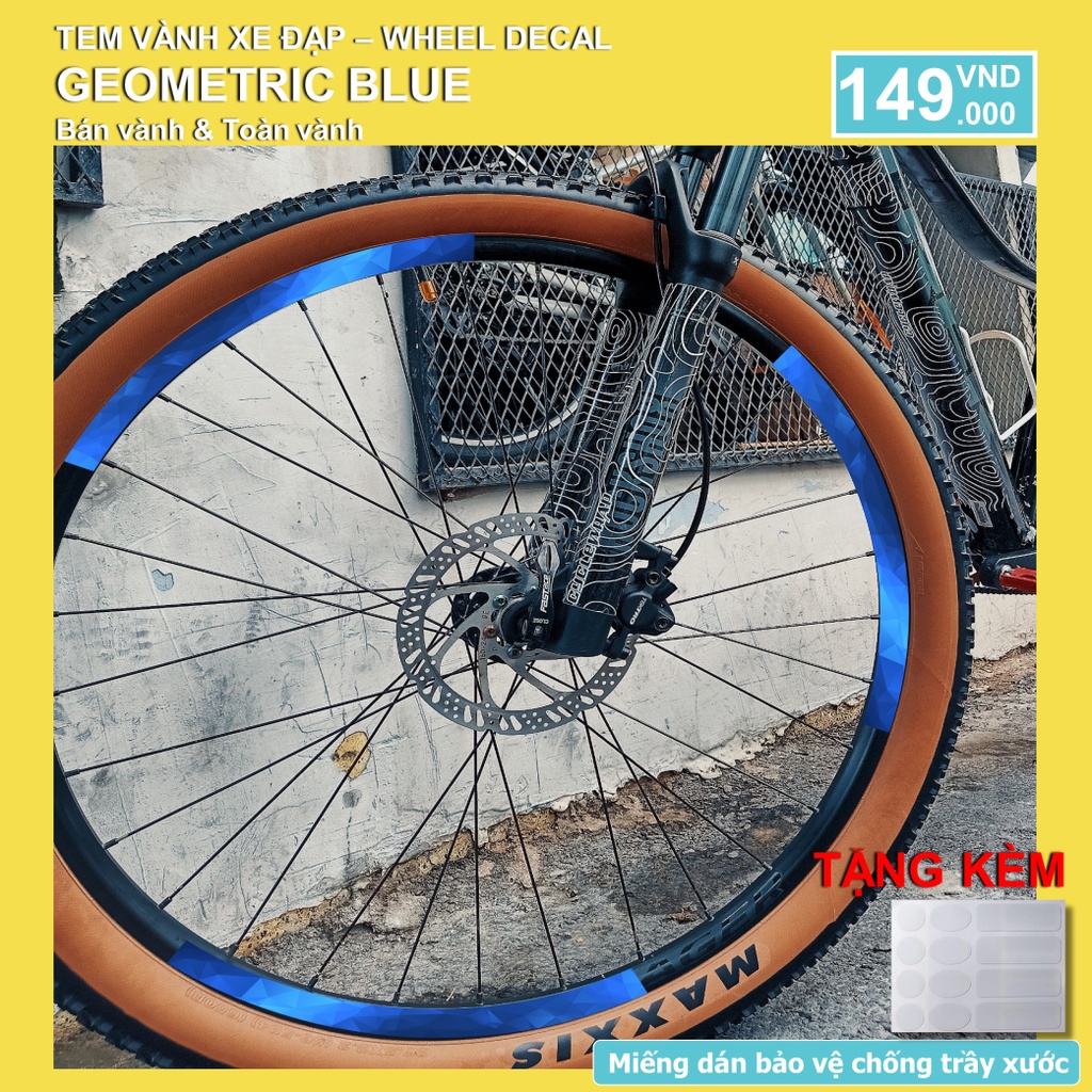 Mtb geometric blue mountain bike rim decal stickers wheel decal