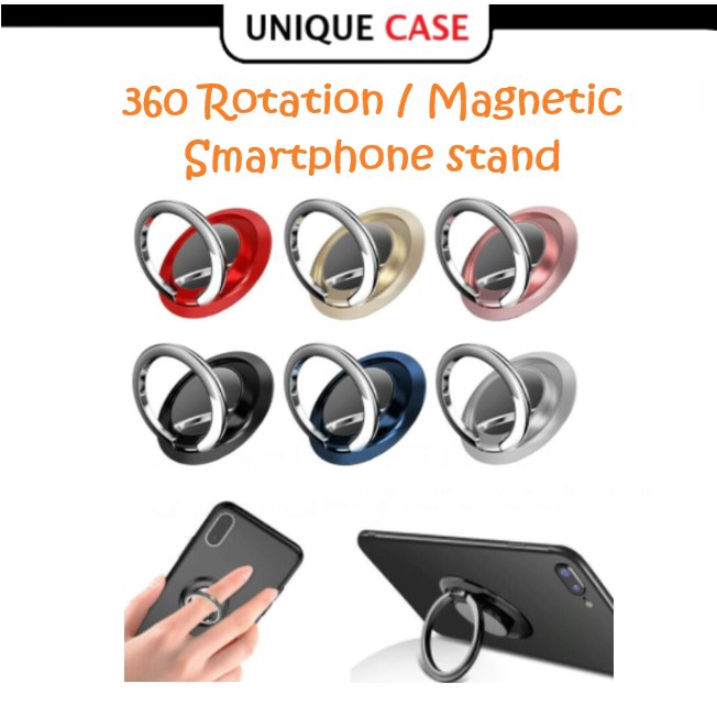 UNIQUE Mobile Phone Holder 360 Degree Rotatable Magnetic Metal Finger Ring Smartphone Stand