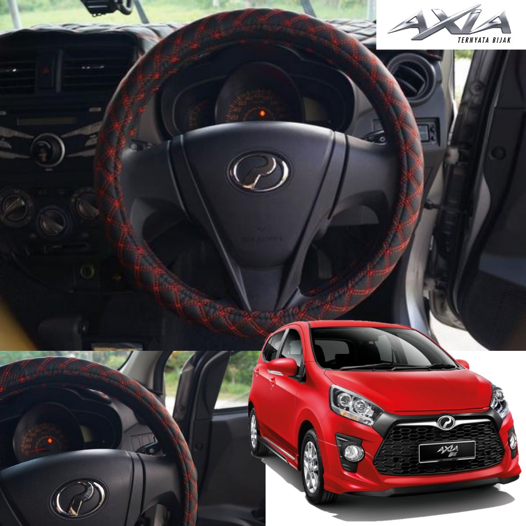 Perodua Axia DAD Black Red Steering Wheel Cover [1PCs 