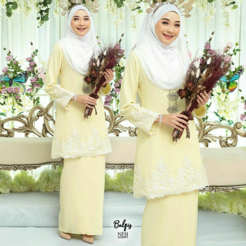 pastel yellow kurung