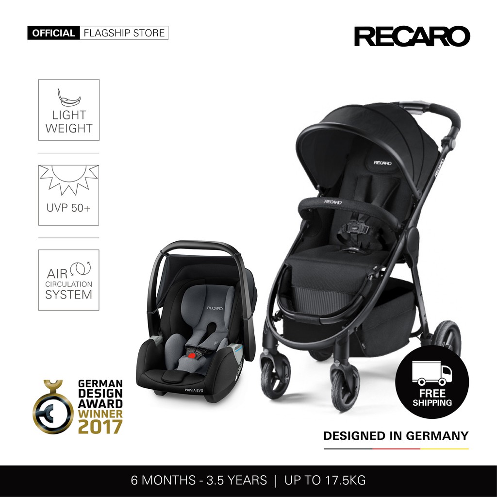 Recaro Citylife Stroller + Privia Evo Carrier Travel System (Stroller