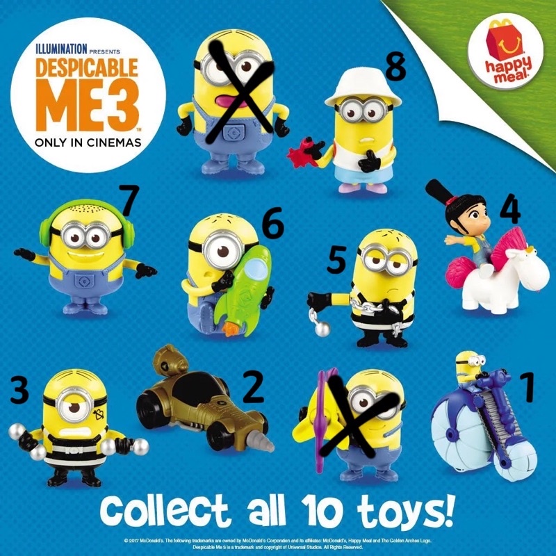 NEW McDonalds McDonald's Happy Meal MINIONS Despicable Me 3 Minion Toy 