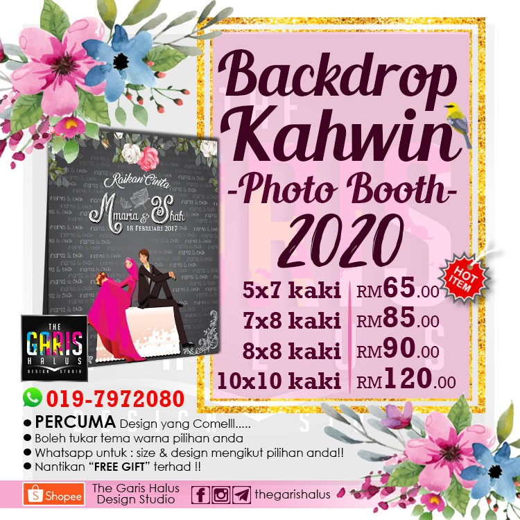 Photo Booth Backdrop 7x8kaki Banner Kahwin Shopee Malaysia