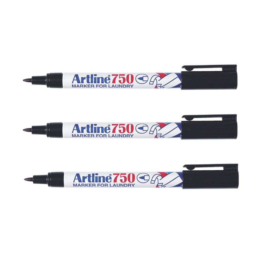 Artline 750 Laundry Black Permanent Pk Of Marker Pen