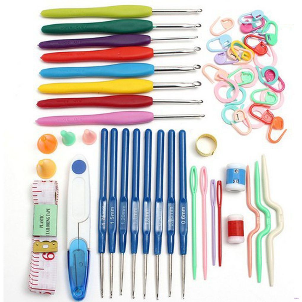 [READY STOCK] 1 set Colorful Magic Knitting Tool Set Kit Hook Needle ...