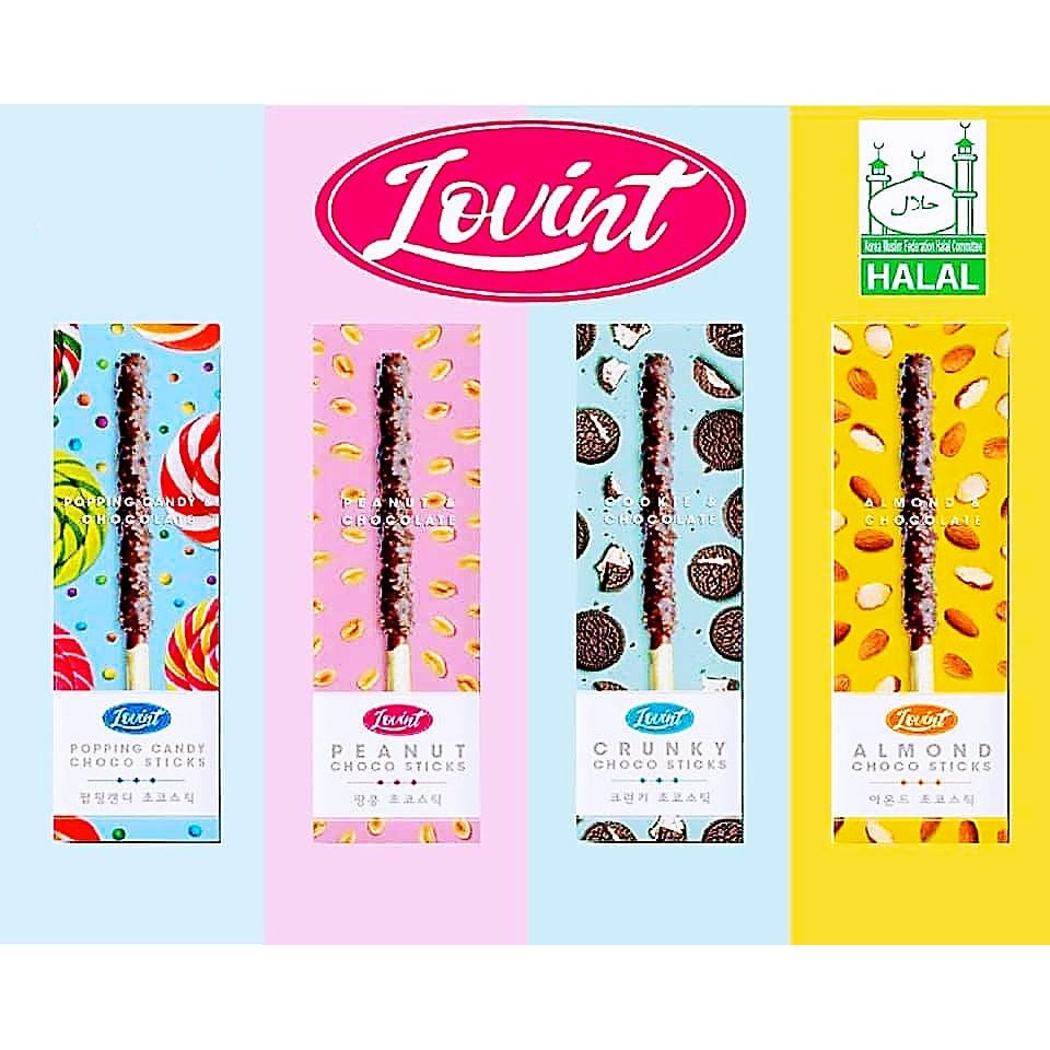 (Halal) Korea Lovint Choco Stick Popping Candy / Almond / Peanut