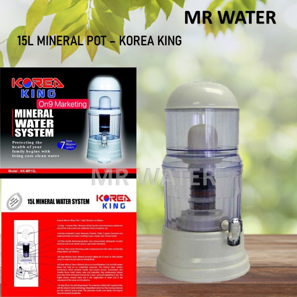 KOREA KING 15L Mineral Pot 6 Stages Water Filtration System Water Purifier Dispenser - 15 Liters