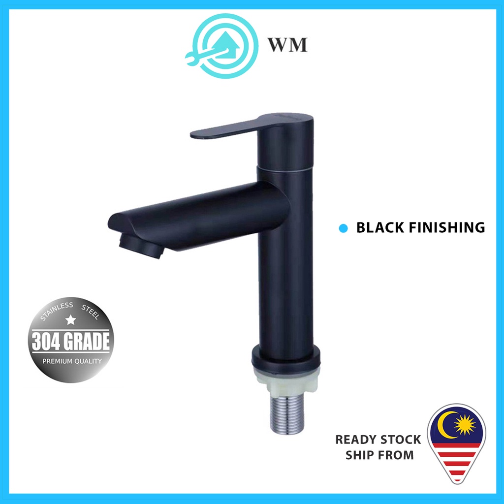 Wm Bathroom Faucet Stainless Steel Sus 304 Black Color Basin Tap