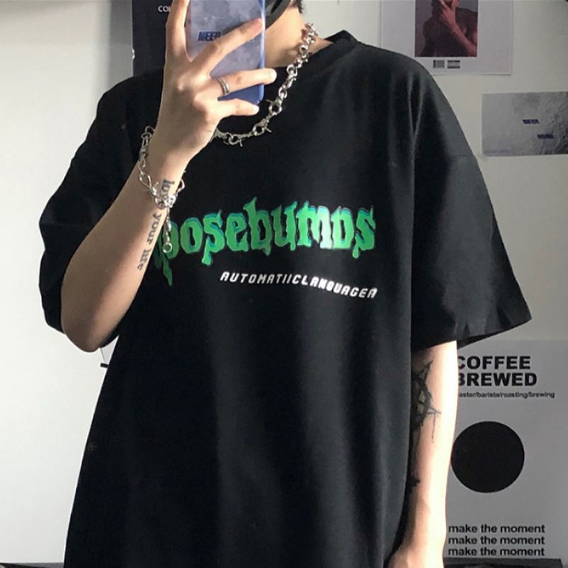 Ready Stock Baju T Shirt Lelaki Viral Oversized Men S Text Printed Short Sleeve Tshirt Korean Fashion Style Oversize Graphic Tee Saiz Besar Loose Trend Clothes Hitam Putih éŸ