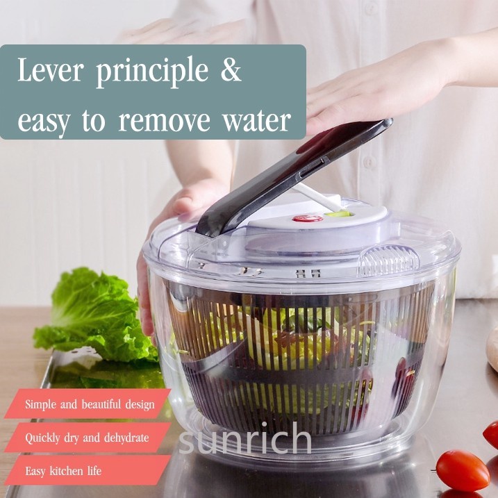 【COD】Household salad sink Press type vegetable dehydrator Kitchen salad fruit washing water spinner dehydrator