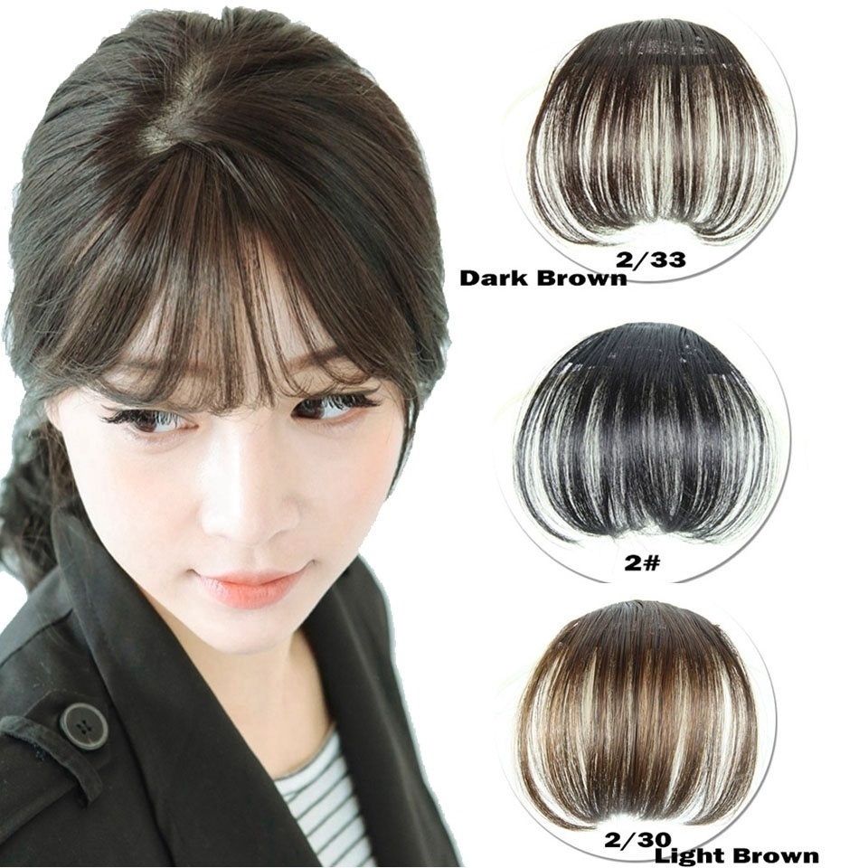 2019 Fashion Women Cute Short Neat Bangs Clip On Front Neat Bang