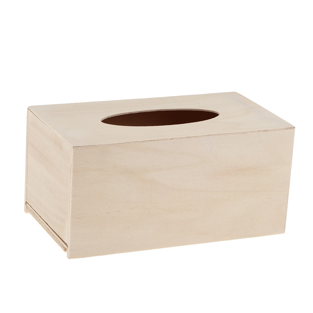 Unfinished Wood Tissue Box Holder Natural Wooden Box Cover Home