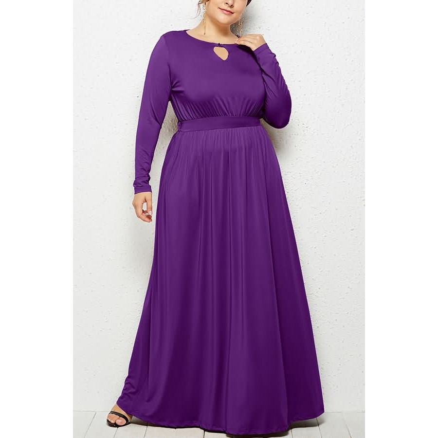 plus size purple maxi dress with sleeves