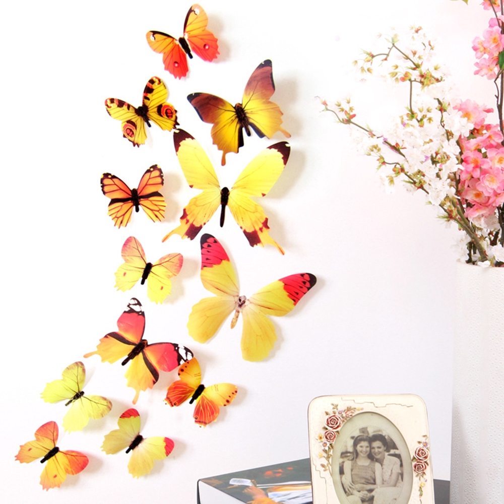 3D DIY Butterfly Wall Sticker Butterfly Home Decor Room Stickers 12Pcs//Set HL