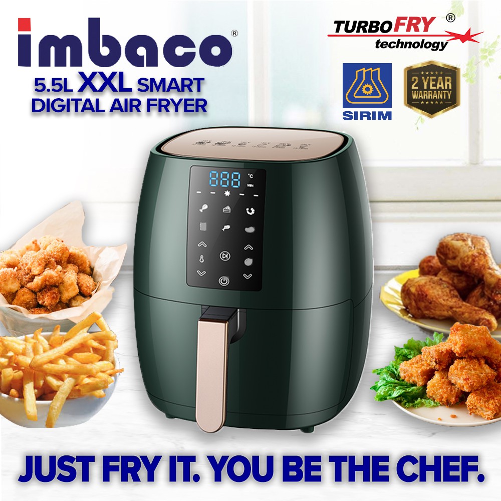 Imbaco TurboFRY® [5.5L] Digital Air Fryer Toaster Super XXL Size TEF-5L [Free Recipe Book]