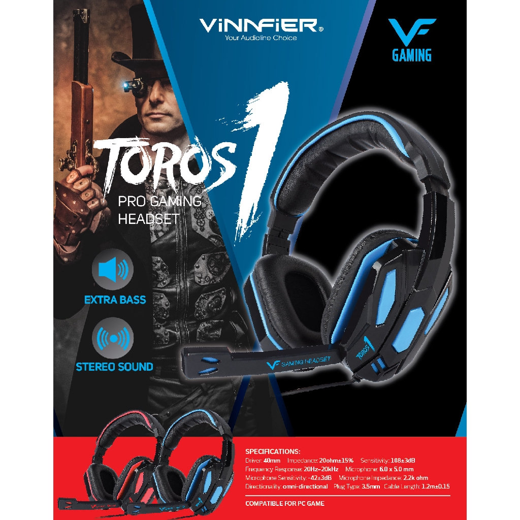 vinnfier toros 1 gaming headset with mic