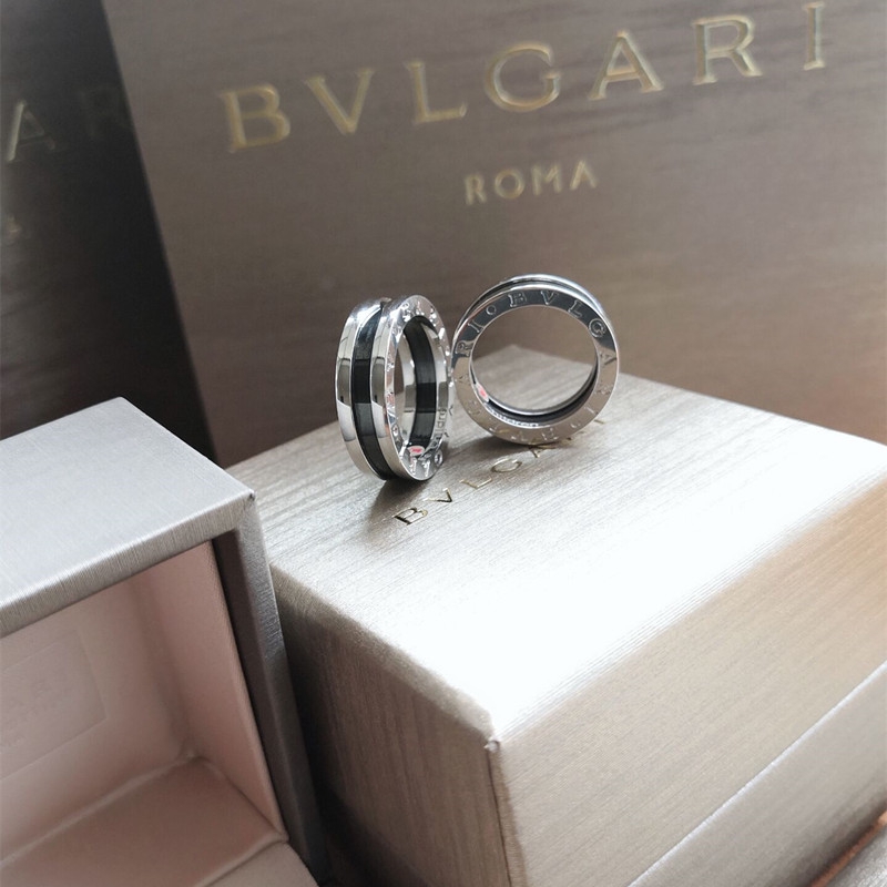 bvlgari black silver ring